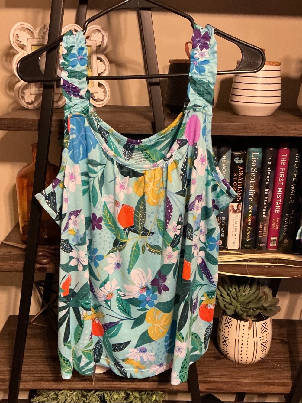 Cuddl Duds Aqua Multi Floral Pajamas Size XL